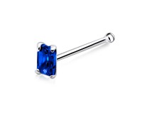 Emerald Shaped Stone Silver Bone Nose Stud NSKD-162